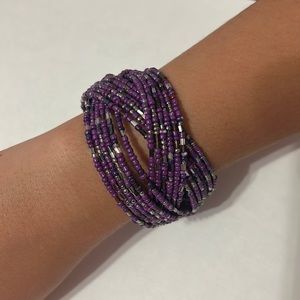 purple and silver bead chunky bracelet